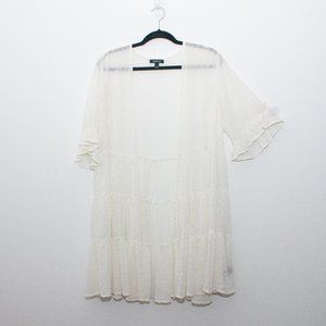 Torrid White Clip Dot Ruffle Tiered Kimono Size 0